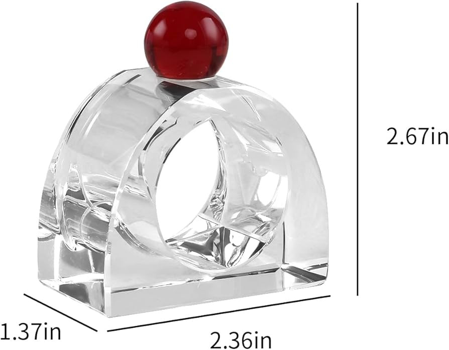 Crystal Napkin Rings Holder Silver Diamond Napkin Rings Pack of 6 Pieces with red Decor, Hotel Re... | Amazon (US)