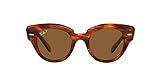 Ray-Ban Women's RB2192 Roundabout Round Sunglasses, Striped Havana/Brown Polarized, 47 mm | Amazon (US)