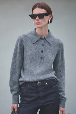 The Cashmere Polo in Heather Smoke | Sold Out NYC