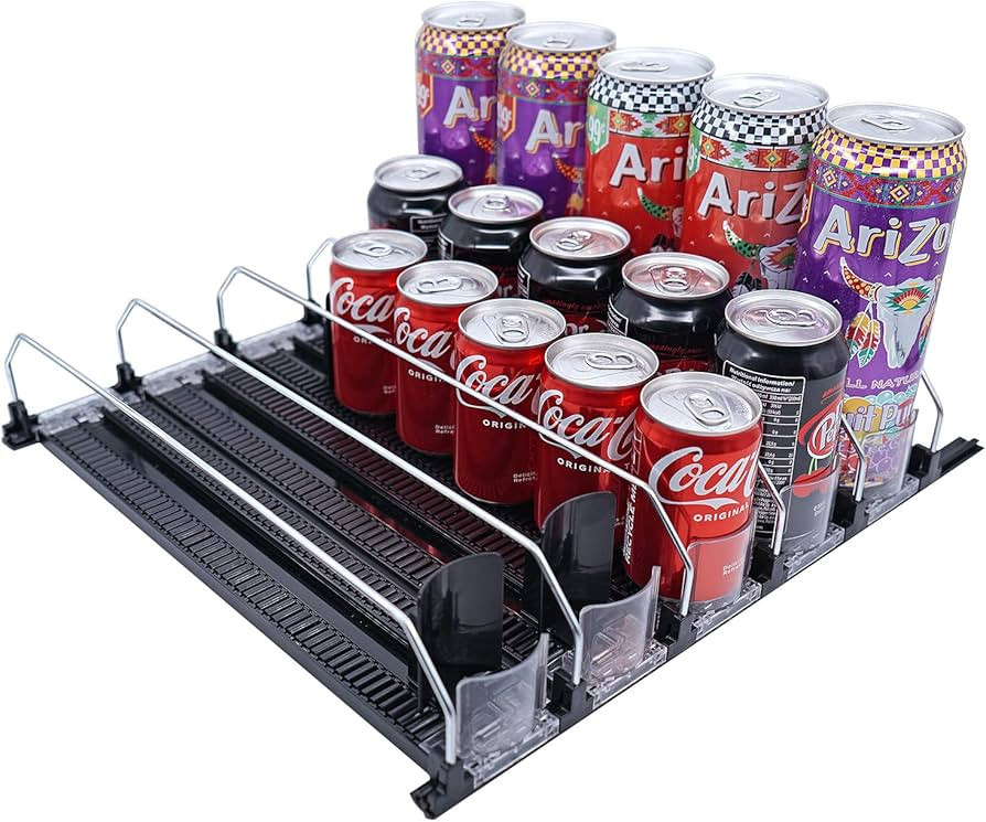 BUDO Soda Can Organizer for Fridge, Self-Pushing Drink Holder for Refrigerator, Adjustable Width ... | Amazon (US)