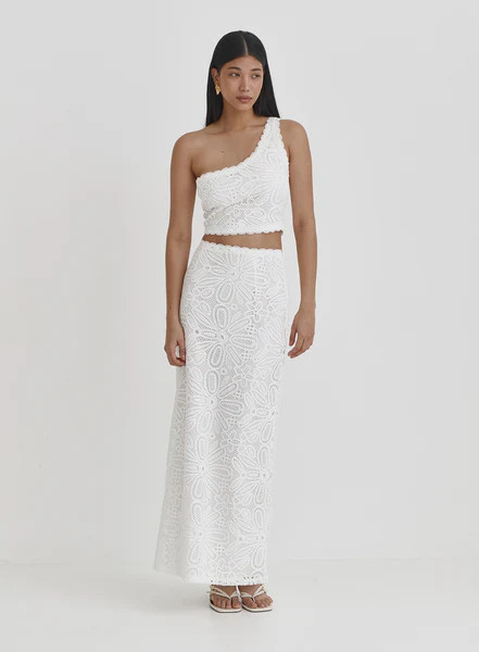 White Crochet Maxi Skirt- Mae | 4th & Reckless