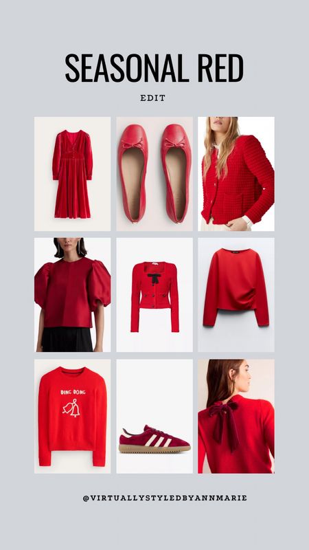 Seasonal red edit. 

My favourite red pieces for that pop of ❣️