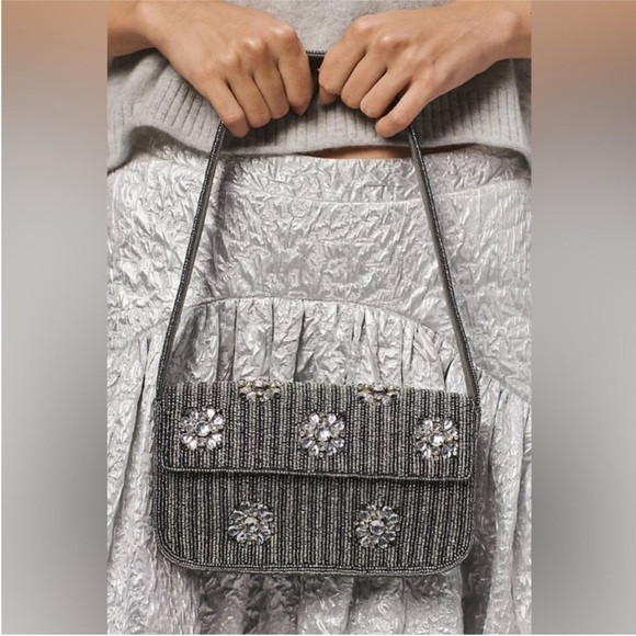 Elegant Anthropologie Silver and Glass Beaded Women's Shoulder Bag | Poshmark