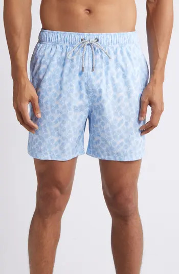 Ditsy Palm Print Water Repellent Swim Trunks | Nordstrom