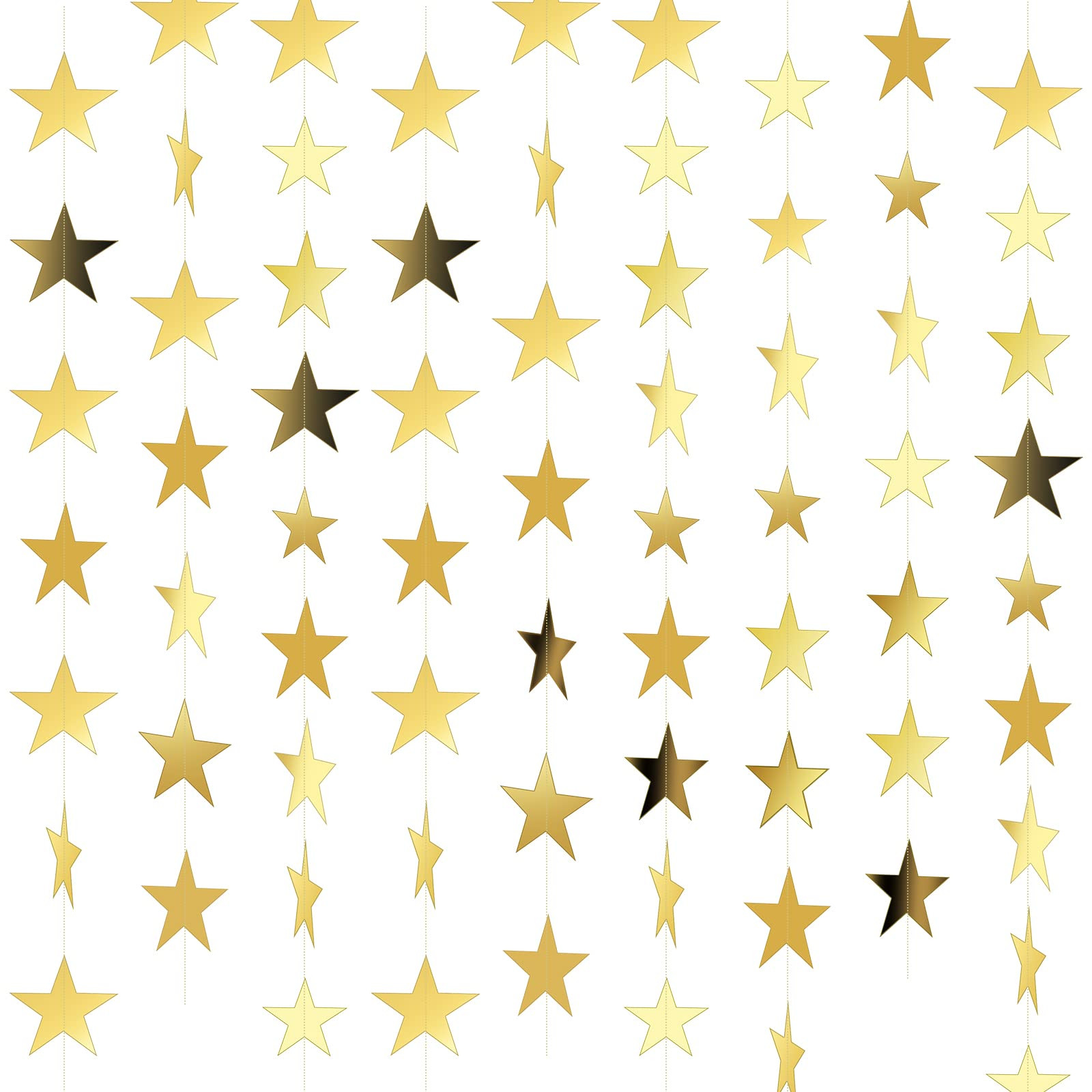 Spakon 65 Feet Glitter Star Paper Garland Banner Hanging Decoration Gold Star Streamers Double Si... | Amazon (US)