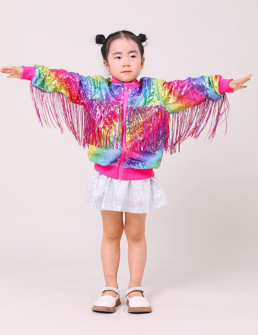 Tessel Girls Sequin Jackets Kids Boys Bomber Hoodie Jacket Zip Up Coat Sparkle Outwear Birthday C... | Amazon (US)
