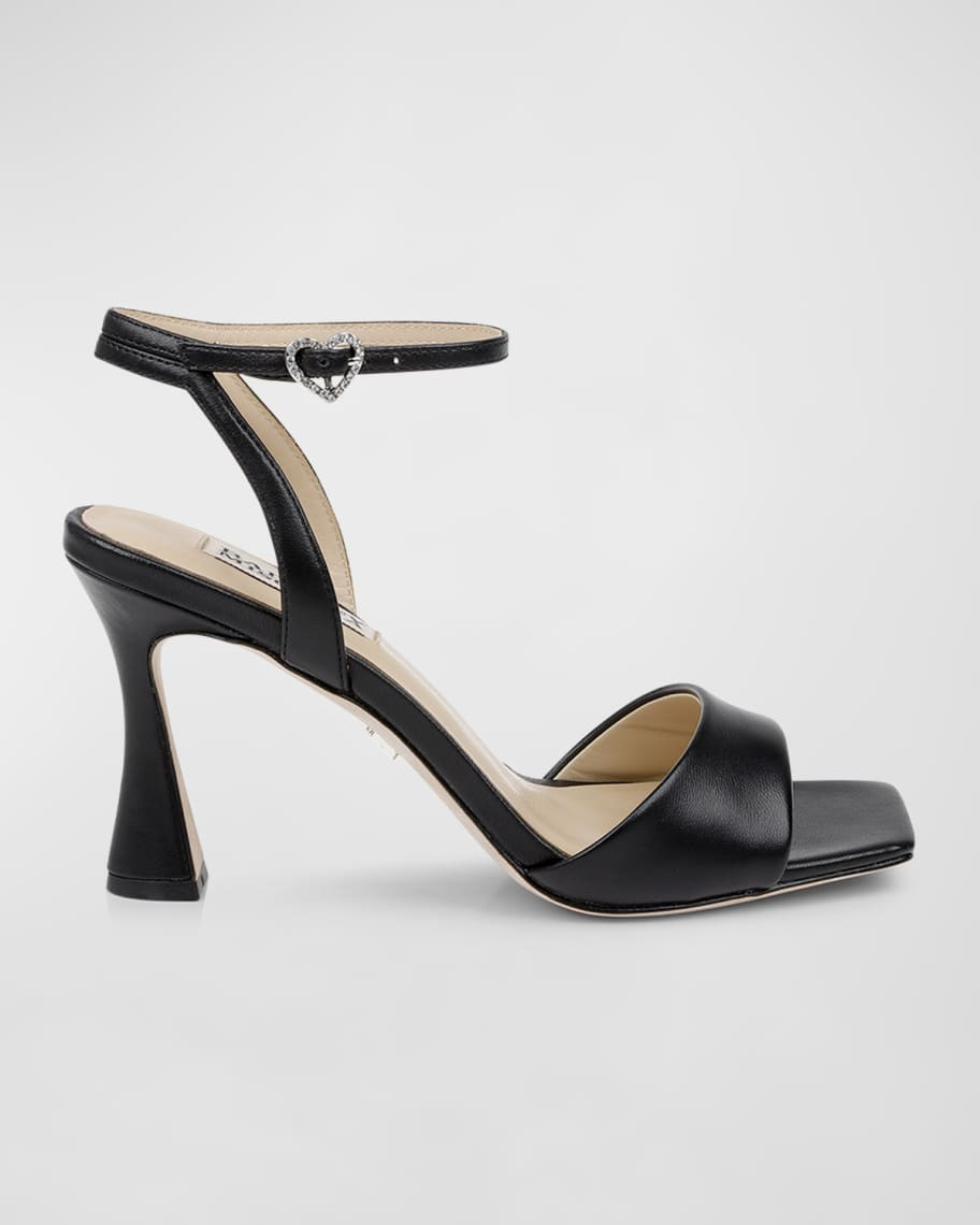 Cady Leather Crystal Heart Ankle-Strap Sandals | Neiman Marcus