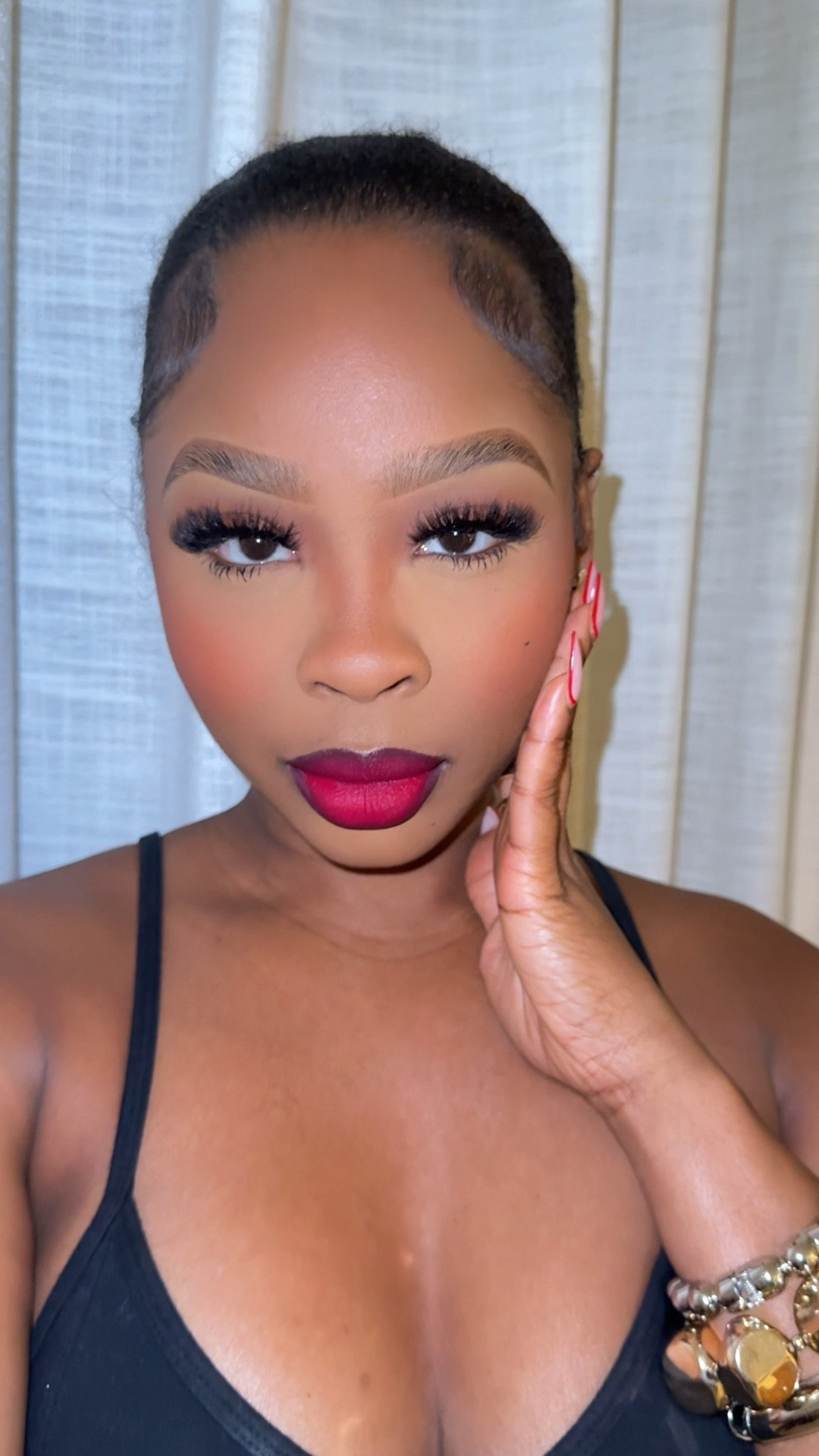 Rich red fuchsia lip combo 💋