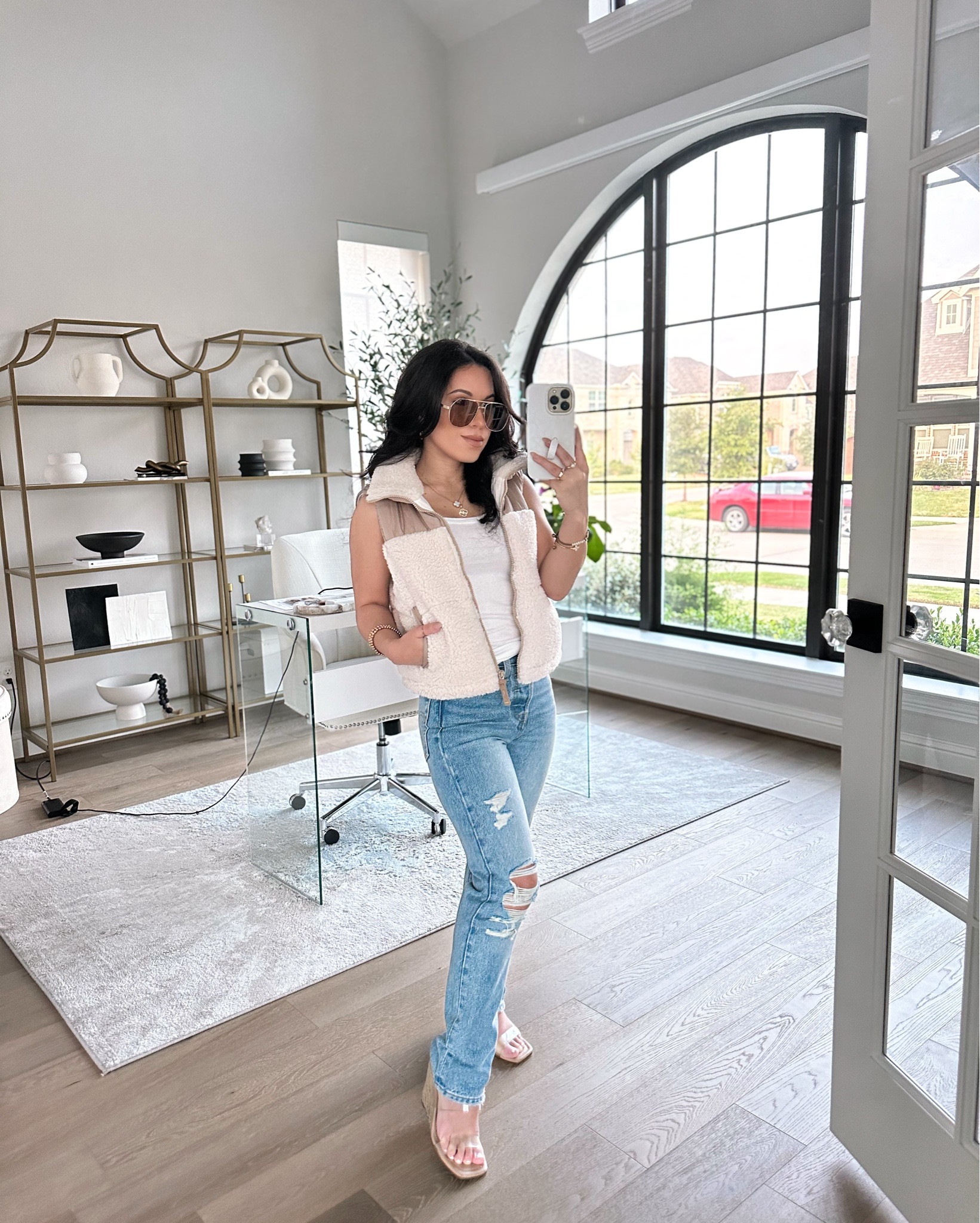 Nsale fleece lined puffer vest still in-stock. How I’d style this now dressed up for chillier nights. I’d also throw this on over my shorts workout sets. 

Thread & Supply puffer vest side xs
Levi’s straight jeans size 23x26 (no stretch-size up) 
Ribbed Racerback tank size xxs
Aire gold aviator sunglasses 

#LTKxNSale #LTKStyleTip #LTKFindsUnder50