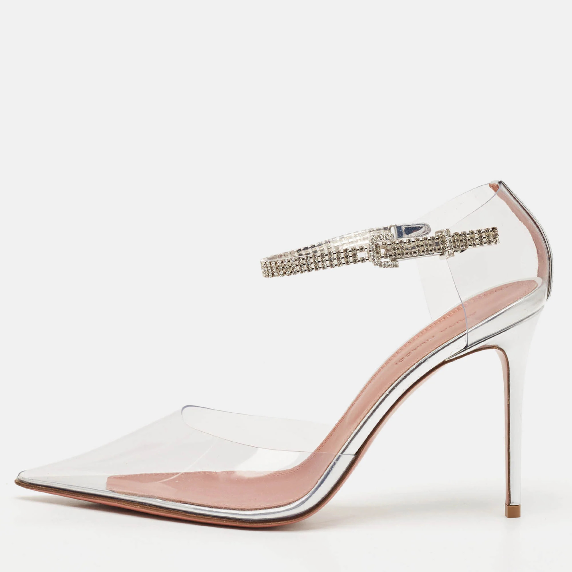 Amina Muaddi Transparent Pvc And Leather Ursina Pumps | Shop Simon