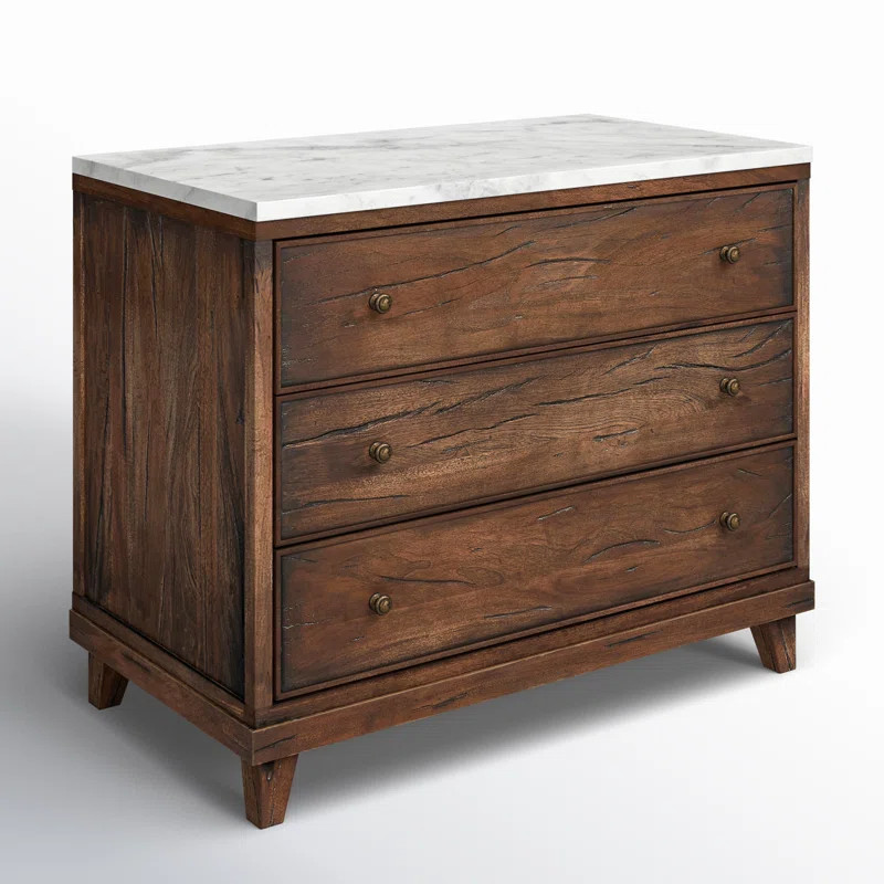 Elson 3 Drawer Marble Nightstand | Birch Lane