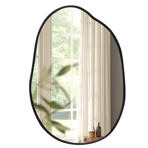 ULIKE Black Irregular Asymmetrical Mirror 24x32 Inch Abstract Wall Decor, Modern Vanity Mirror for Bathroom, Bedroom, Living Room, Entryway | Amazon (US)