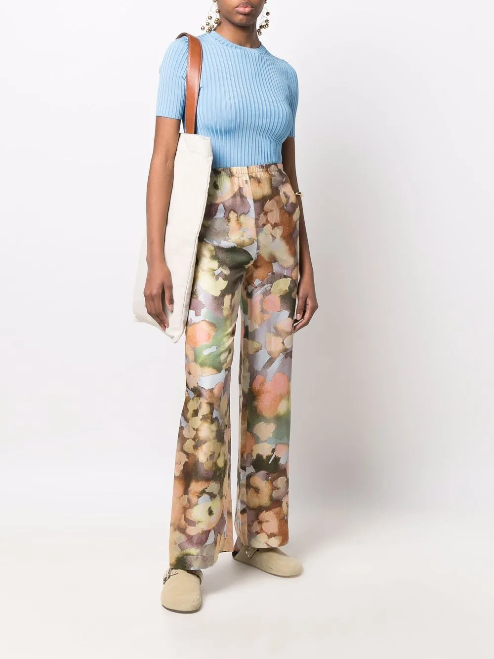 printed wide-leg silk trousers | Farfetch Global