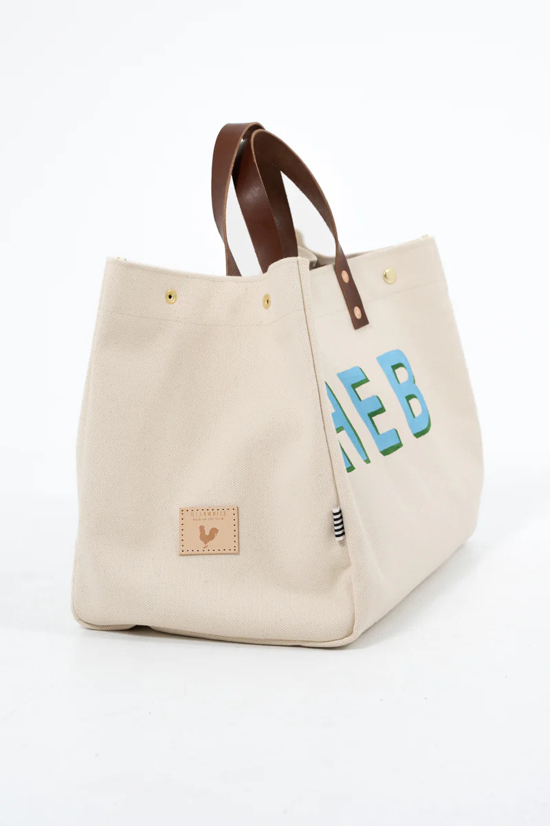 Limited Edition* Hand-Painted Natural XL Canvas Snap Tote | Meanwhile Back on the Farm