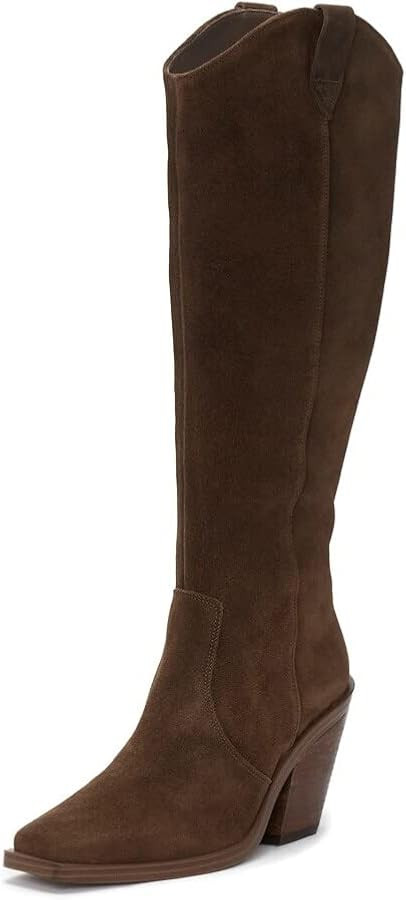 Vince Camuto Afelia Sable Zipper Closure Squared Toe Western Knee High Boots (Sable, 5.5) | Amazon (US)