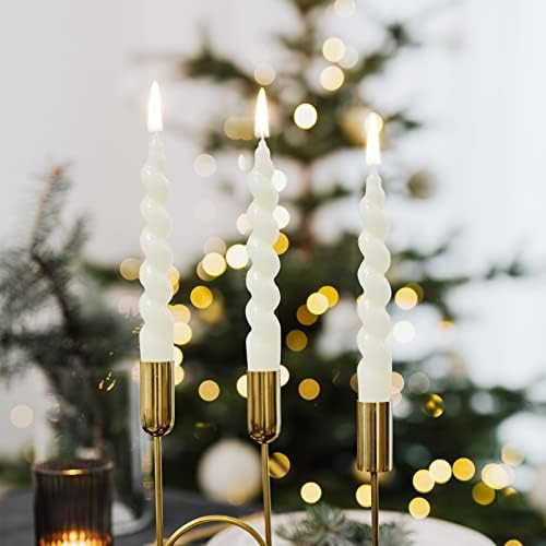 White Spiral Taper Candles Set of 2 Handmade Twisted Long Candle 7.5inch Colored Unscented Candle... | Amazon (US)