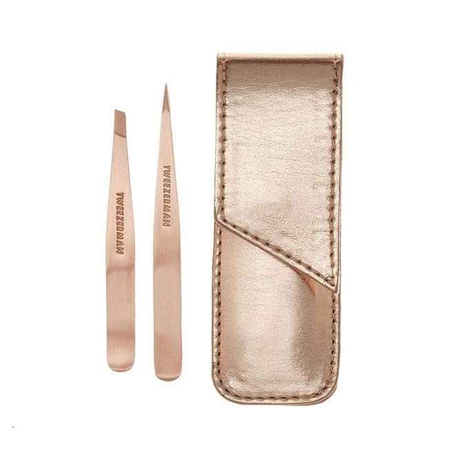 Tweezerman Rose Gold Petite Point and Slant Tweezer Set with Travel Case | Amazon (US)
