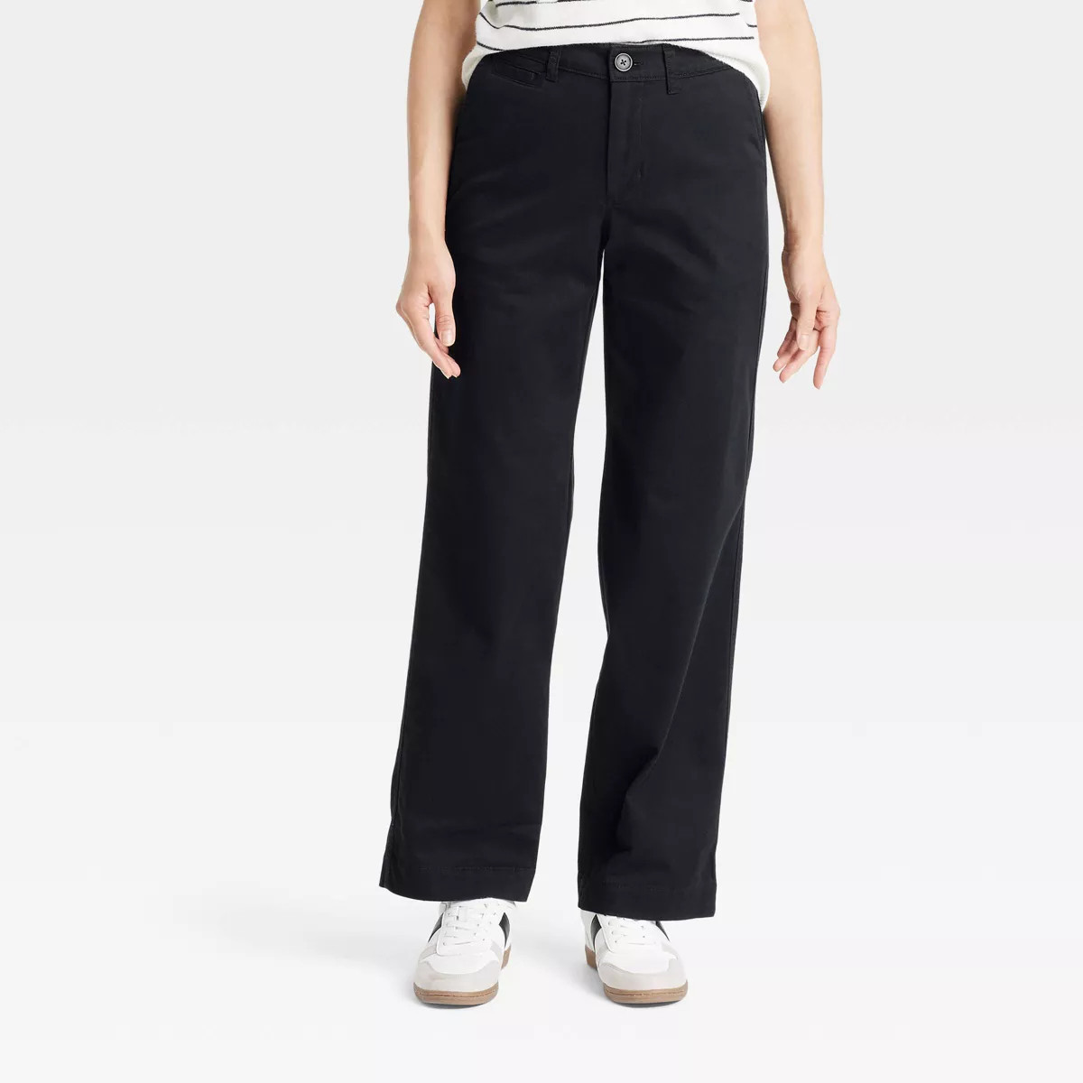 Women's Mid-Rise Straight Leg Relaxed Chino Pants - Universal Thread™ Black 6: Heavyweight Twil... | Target