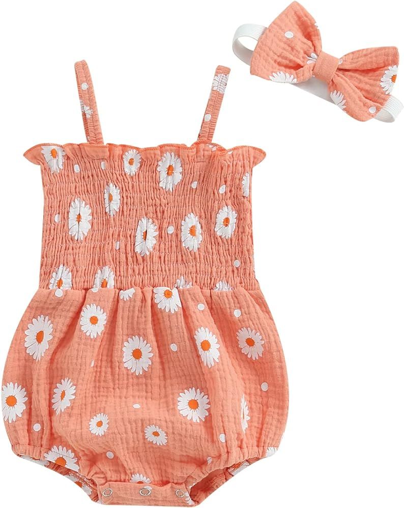 Infant Baby Girls Romper Dress Dot Pattern Short Sleeve Ruched Jumpsuits Skirts Hem Bodysuits Hea... | Amazon (US)
