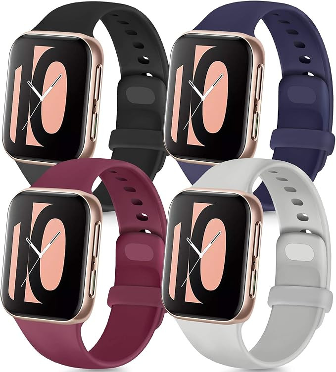Tobfit 4 Pack Compatible with Apple Watch Band 38mm 42mm 40mm 44mm, Soft Silicone Replacement Ban... | Amazon (US)