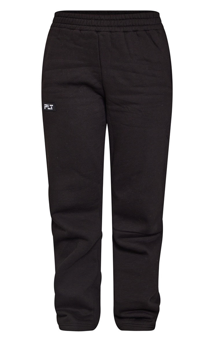 PRETTYLITTLETHING Logo Black Badge Detail Straight Leg Sweatpants | PrettyLittleThing US