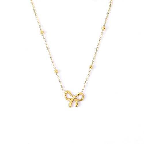 met-edianger Dainty Bow Necklace Gold Bow Knot Pendant Necklace Ribbon Collar Necklace Jewelry Gifts for Women | Amazon (US)