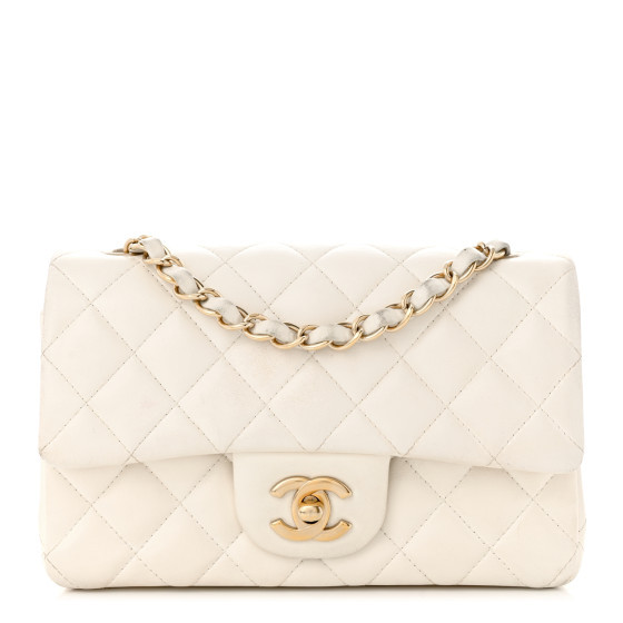 Lambskin Quilted Mini Rectangular Flap White | FASHIONPHILE (US)
