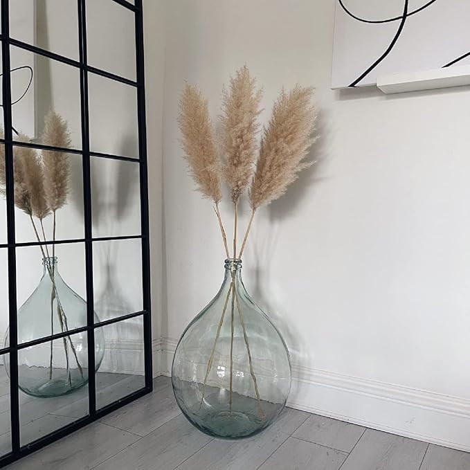 21" Extra Large Floor Glass Vase for Tall Pampas Grass - Vase for Table Home Decor, Heavy Duty Gl... | Amazon (US)