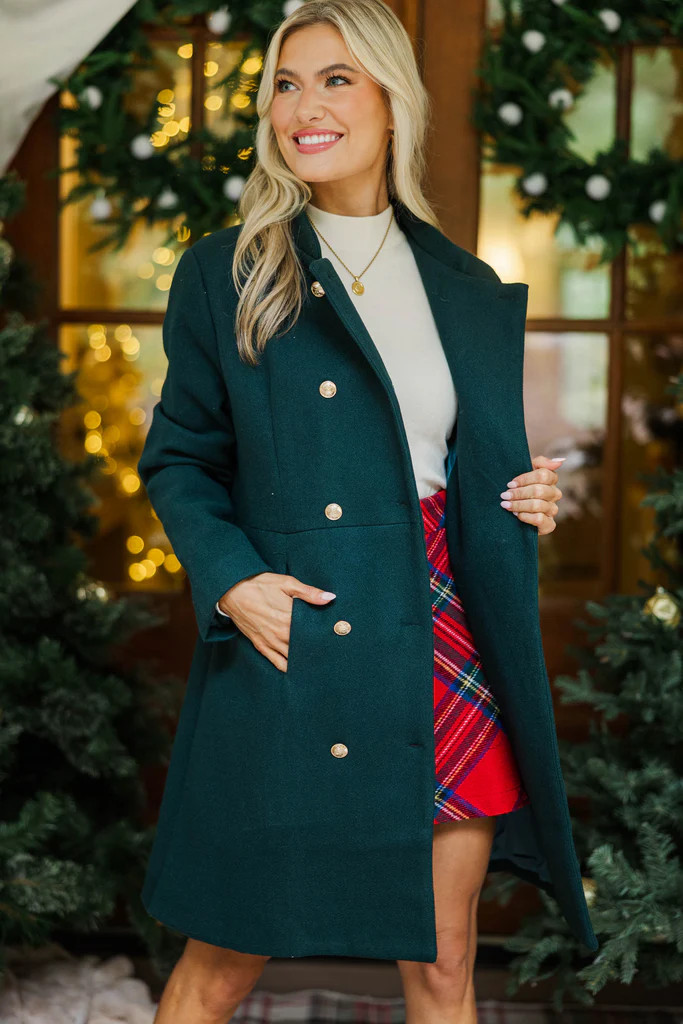 City Streets Hunter Green Coat | The Mint Julep Boutique