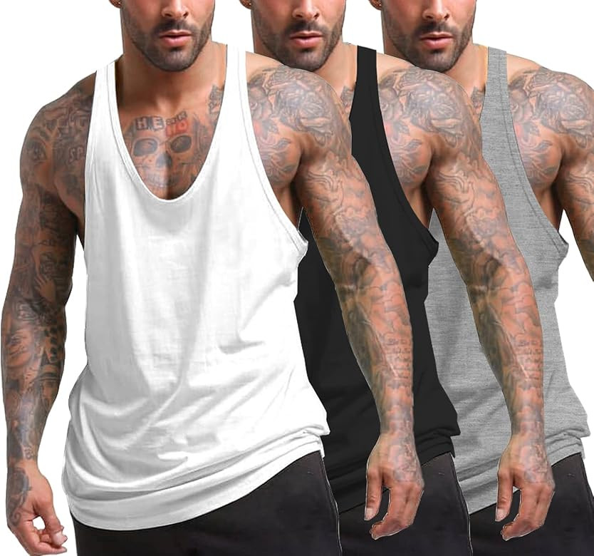 COOFANDY Men's 3 Pack Tank Tops Gym Workout Shirt Y-Back Sleeveless Muscle Fitness Bodybuilding T... | Amazon (US)