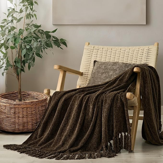EVERGRACE Soft Chenille Throw Blanket for Couch, Cozy Plush Fuzzy Decorative Chenille Knit Throw ... | Amazon (US)