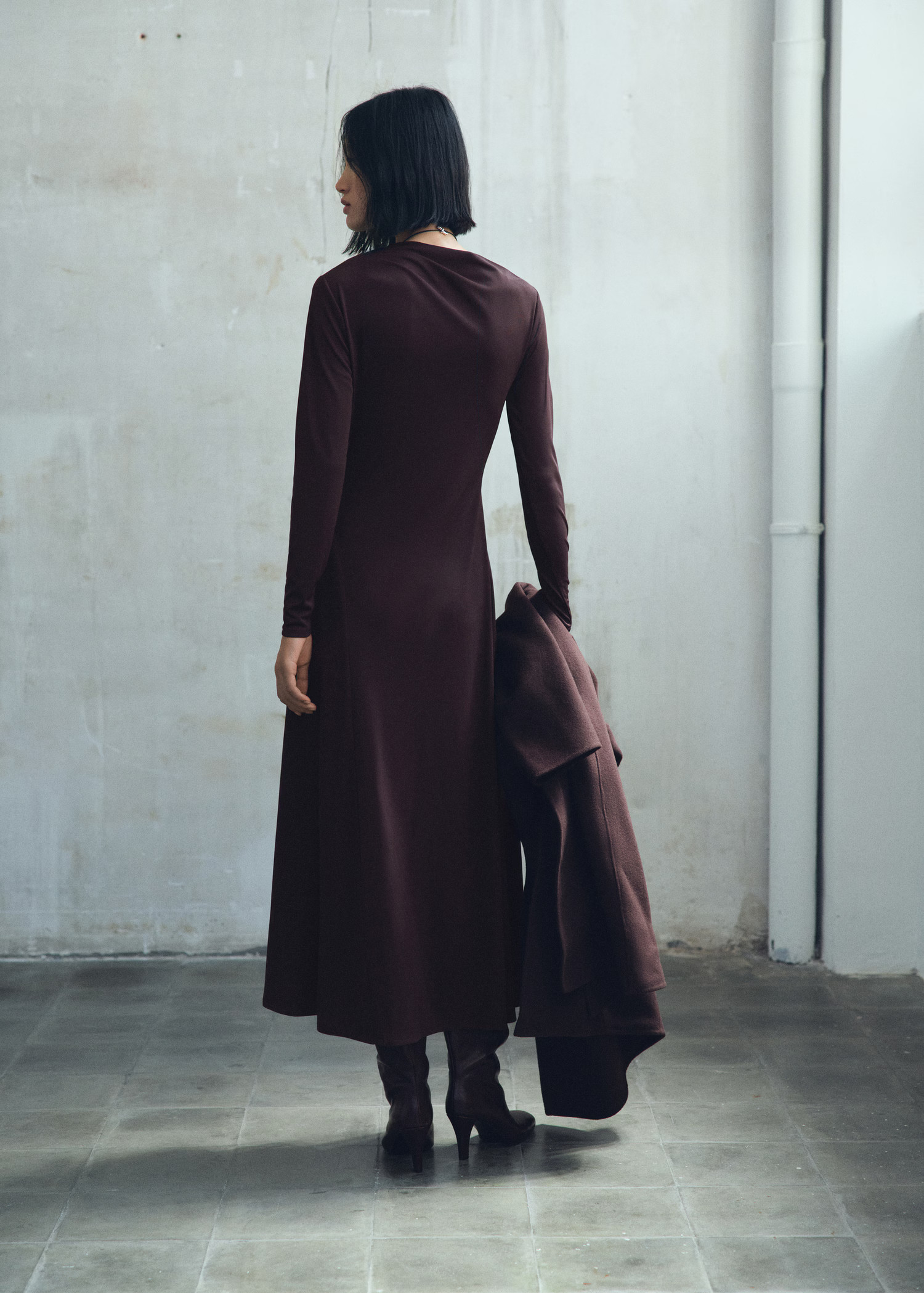 A-line dress with asymmetrical neckline - Women | MANGO United Kingdom | MANGO (UK)