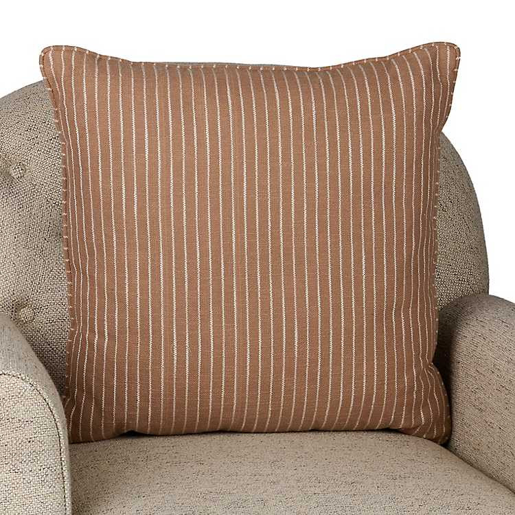 Taupe Pinstripe Throw Pillow | Kirklands