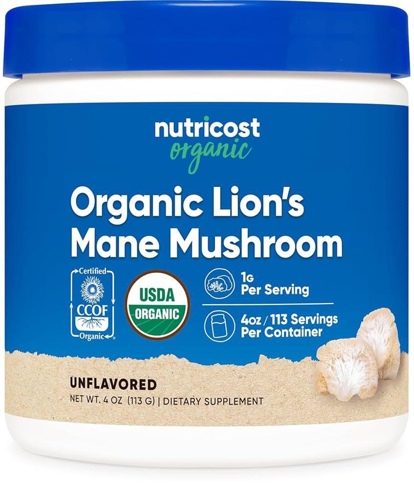 Nutricost Organic Lion's Mane Mushroom Powder 4oz - Certified USDA Organic | Amazon (US)
