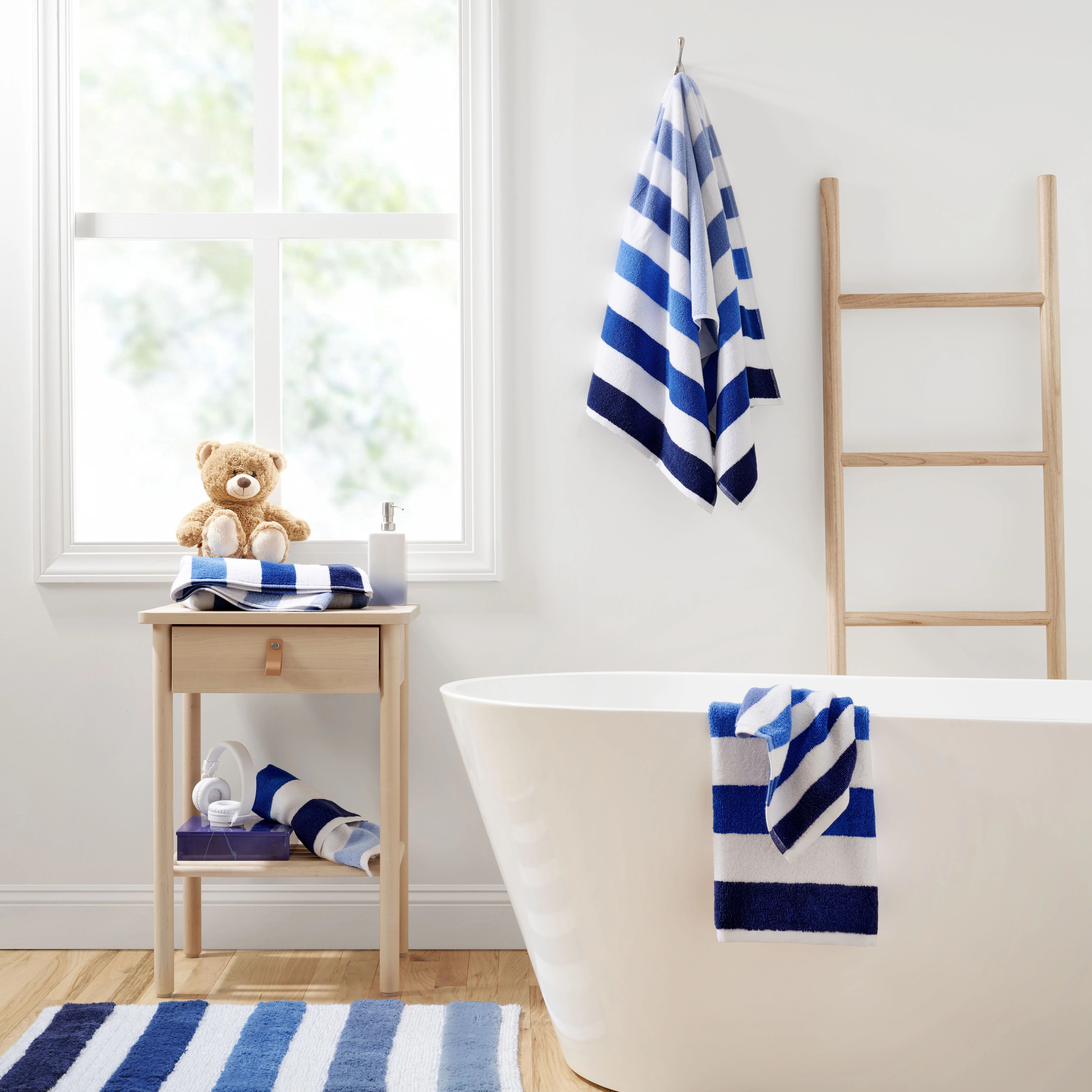 Gap Home Kids Ombre Stripe Organic Cotton 6 Piece Towel Set, Blue | Walmart (US)