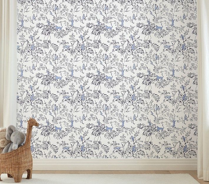 Roller Rabbit Charlie Toile Wallpaper | Pottery Barn Kids