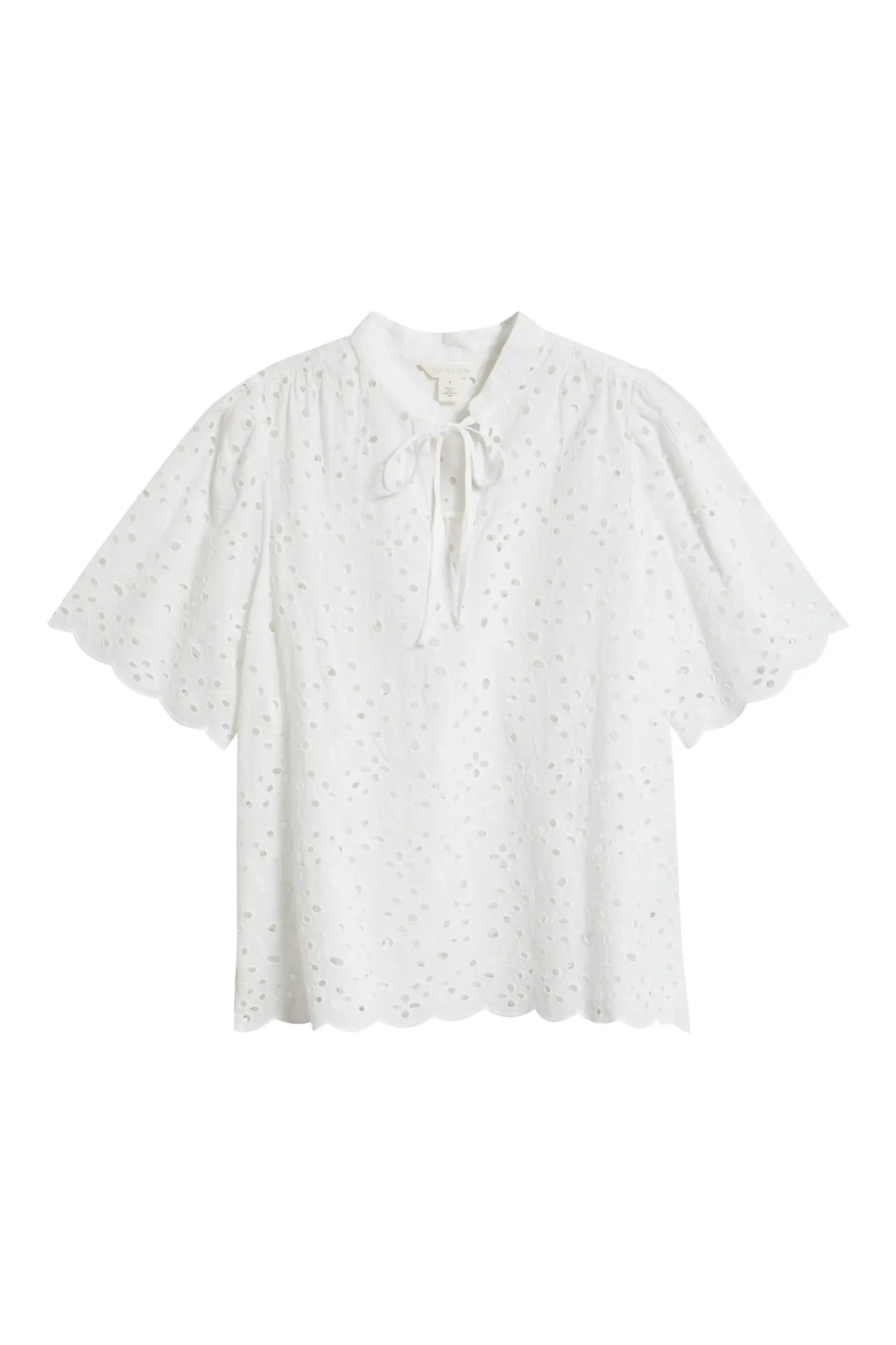 Eyelet Split Neck Cotton Top (Women) | Nordstrom | Nordstrom