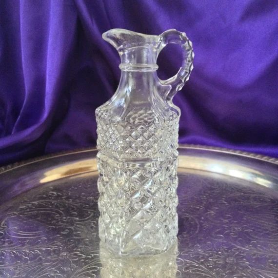 Wexford Oil Cruet, No Stopper, Vintage 1970s Anchor Hocking Patterned Glass Bottle, Diamond Patte... | Etsy (US)