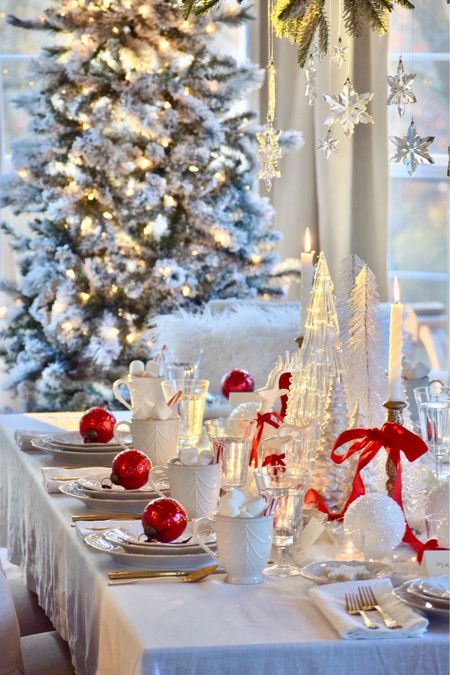 White Christmas Tablescape
Tableware, Lenox, Amazon, Target, Linens, holiday, holiday entertaining, Christmas tree, Christmas ornaments, snowflakes, crystal, stoneware, French Perle, Christmas decor, Holiday decor, glassware, mugs, barware, flatware, centerpiece, red velvet, ribbon, table cloth, cloth napkins, faux fur, cyber mondayy

#LTKCyberWeek #LTKGiftGuide #LTKHoliday