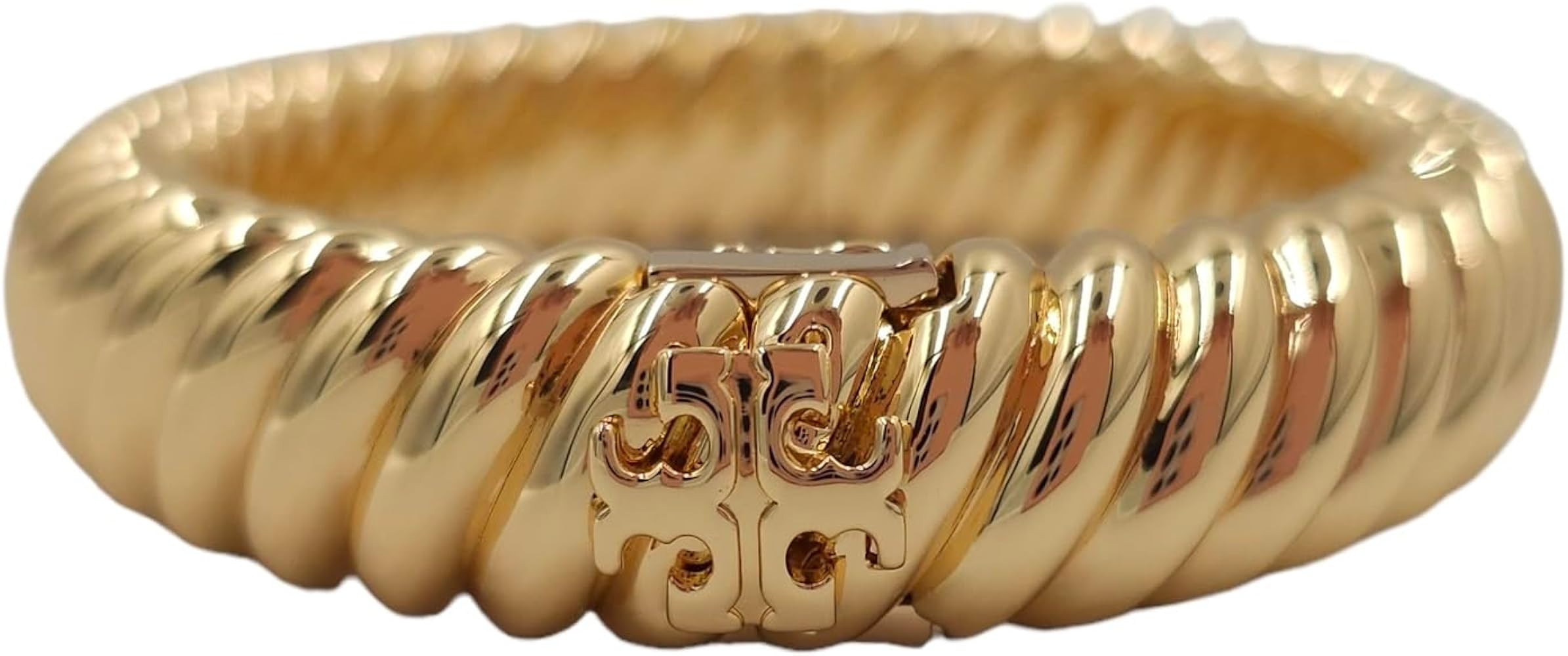 Tory Burch Textured Rope Logo Bangle with 14k Gold Plated | Amazon (US)