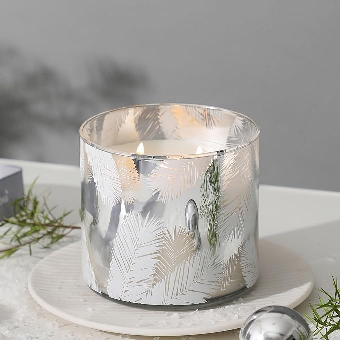 Winter Balsam Fir Scented Candle, Large 3 Wicks Silver Pine Candles for Winter, 14 oz Christmas C... | Amazon (US)