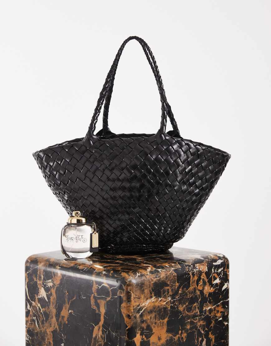 Dragon Diffusion Egola woven leather shoulder basket bag in black | ASOS (Global)
