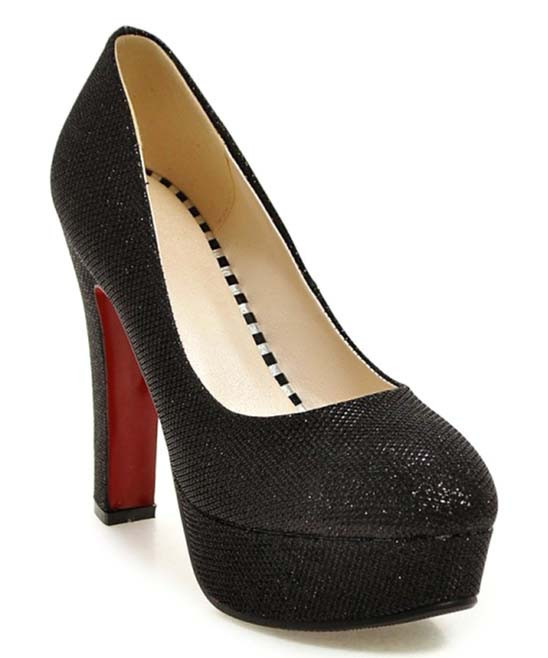 Black Sparkle Textured Platform Pump - Women | Zulily