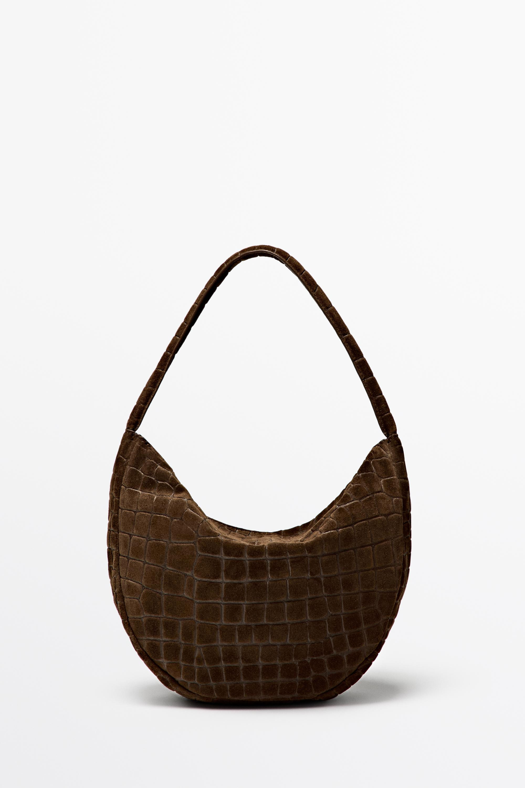Split suede leather slouchy mini bag - LEATHER | Massimo Dutti US