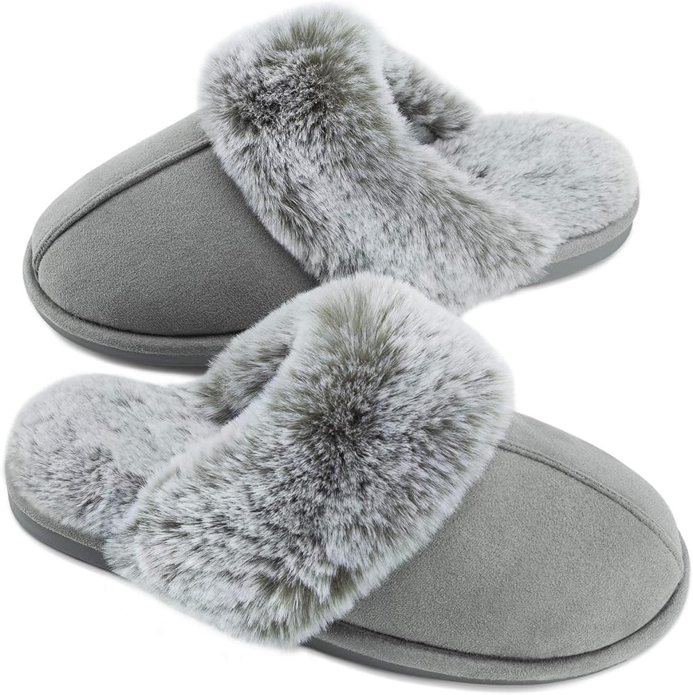 Womens Slipper Fuzzy Fluffy House Slippers Faux Fur Cozy Warm Soft Indoor Shoes Memory Foam Anti-... | Amazon (US)