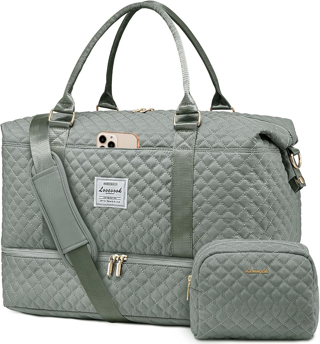 LOVEVOOK Travel Duffle Bag,Weekender Bags for Women with Shoe Compartment，Carry on Overnight Ba... | Amazon (US)