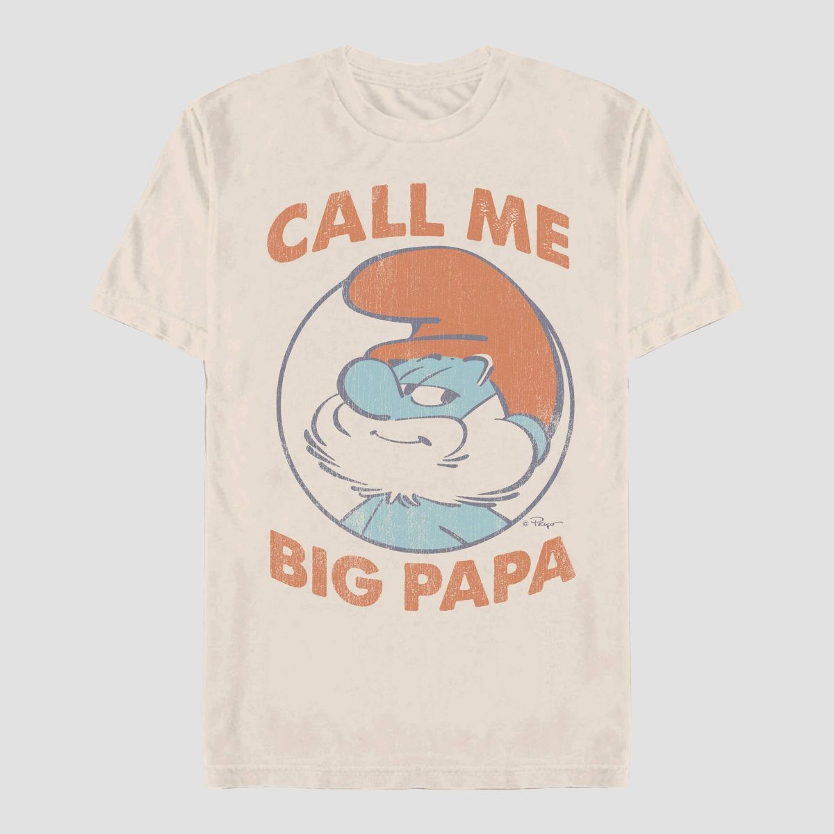 Men's Smurfs Big Papa Short Sleeve Graphic T-Shirt - Tan L | Target