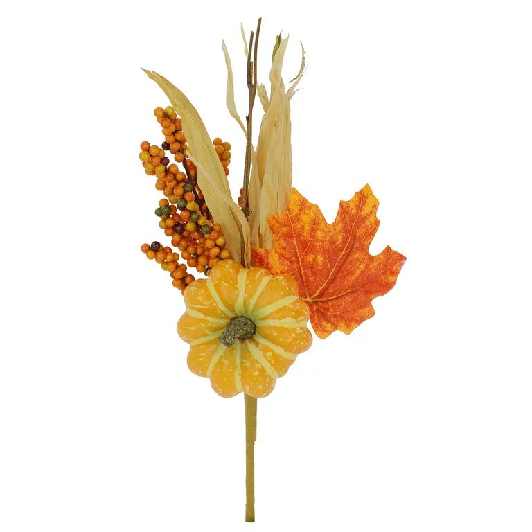 Mainstays 12.75''Artificial Floral Yellow Pumpkin Mixed Pick | Walmart (US)