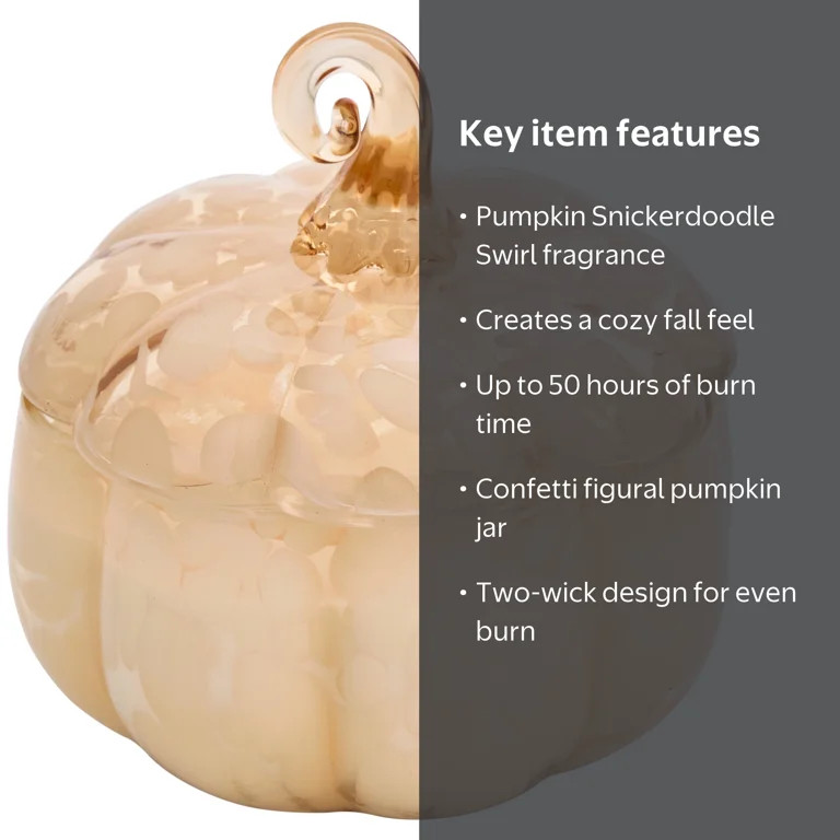 Better Homes & Gardens 2-Wick 18 oz White Tortoiseshell Glass Pumpkin Jar Candle, Pumpkin Snicker... | Walmart (US)