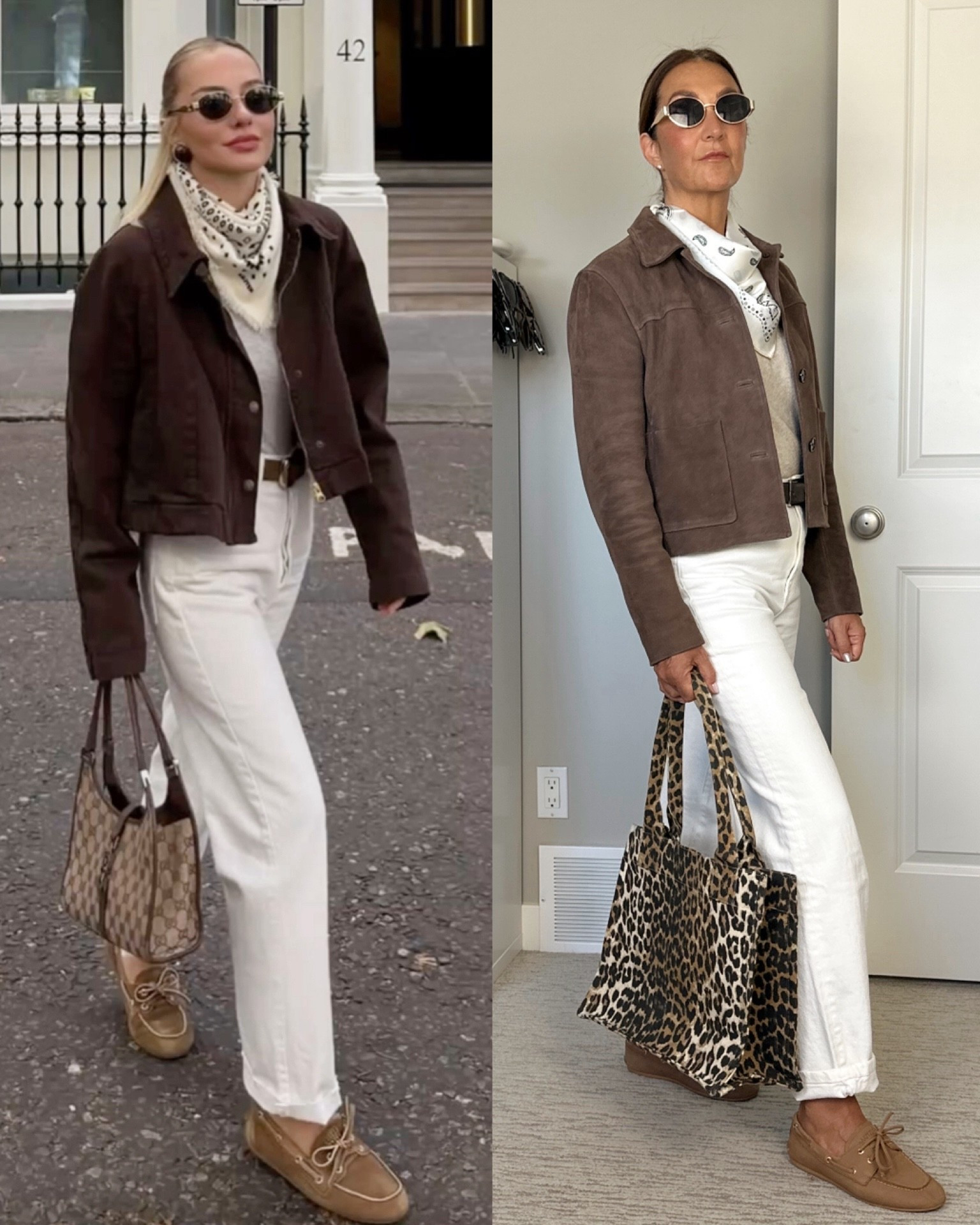 Pinterest early spring look! 
My suede jacket is restocked and available for preorder! I’m in my usual size small and the quality is amazing!
Sized up to M in the neutral sweater. Also linked my scarf, belt, boat shoes (fit tts), bag and sunnies.
Jeans are old but I linked similar and the stitch gun I use to keep the hem in place.


#LTKootd #LTKOver40 #LTKSeasonal